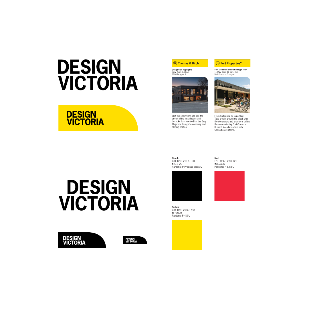 graphic elements showing design victoria branding
