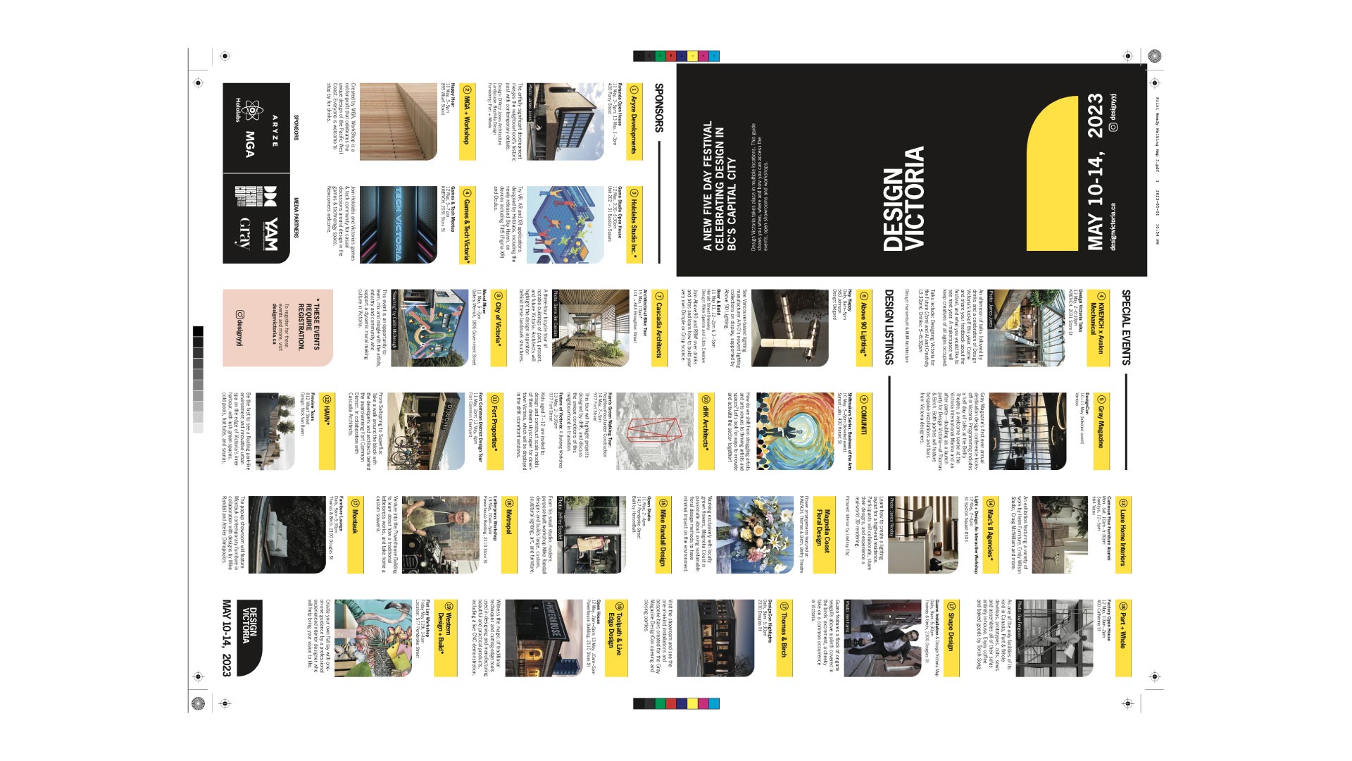 Graphic of brochure for design festival in a print ready format