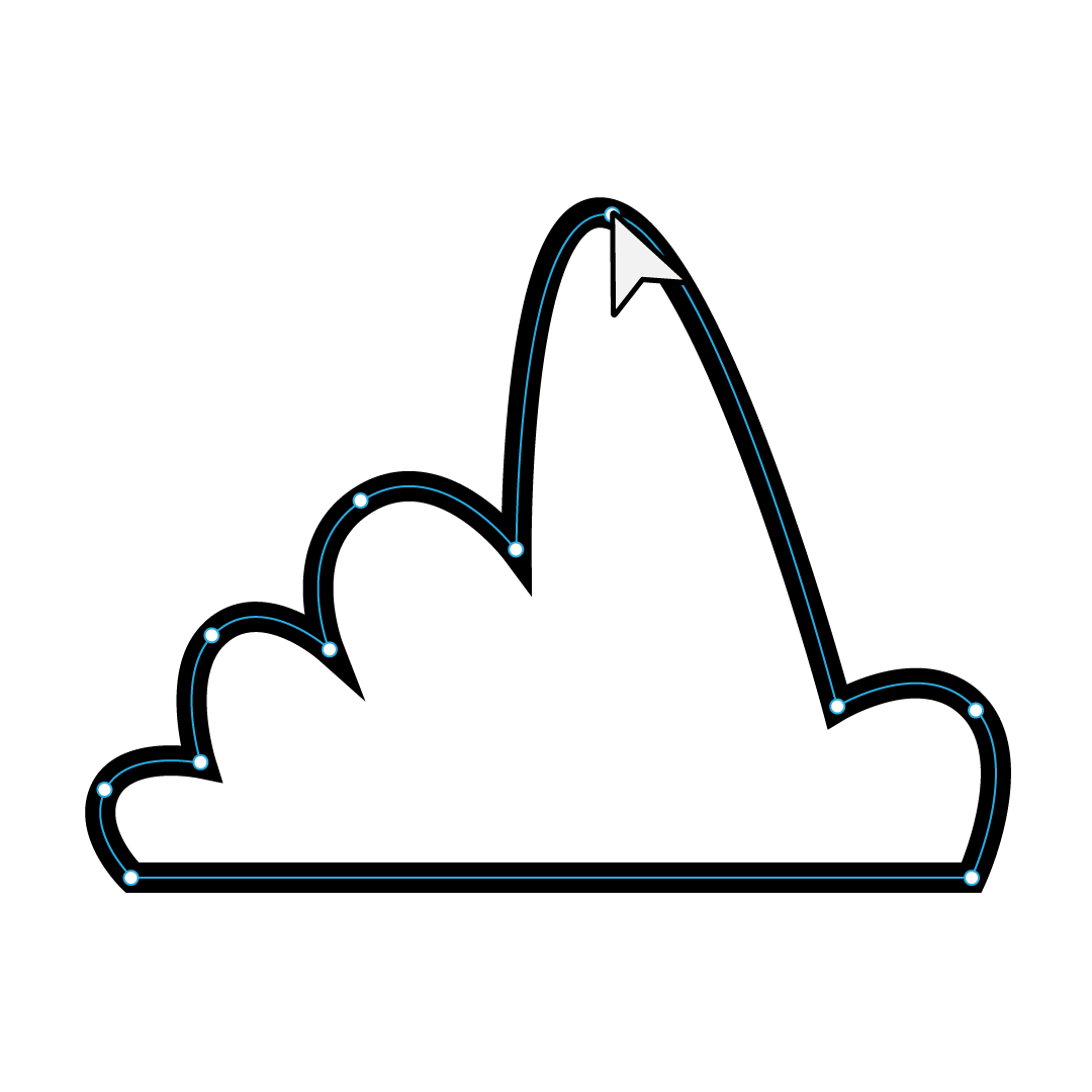 Line Graphic of cloud being edited and pulled in a design program