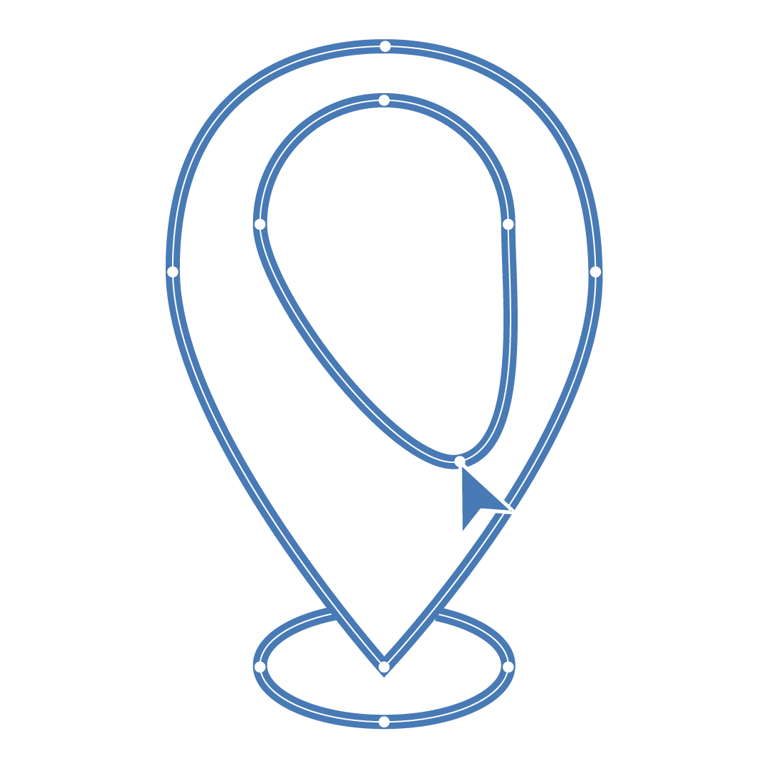 Graphic of location marker icon being edited in a design program