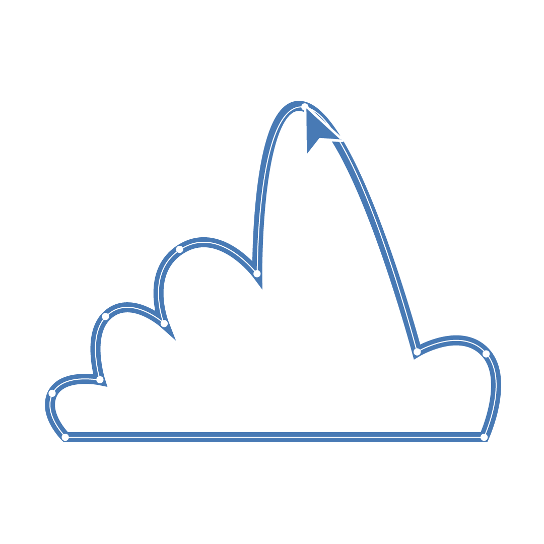 Line Graphic of cloud being edited and pulled in a design program