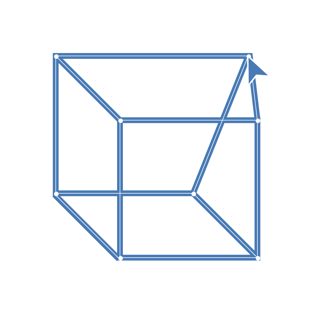 Line Graphic of 3D transparent cube being edited in a design program